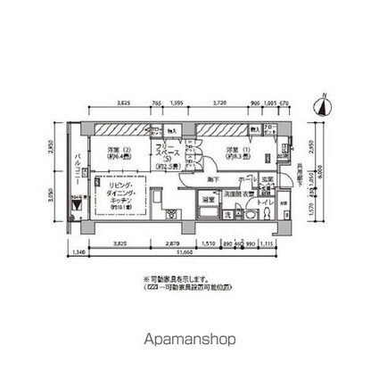 東雲キャナルコートＣＯＤＡＮ１８号棟[2SLDK/72.21m2]の間取図