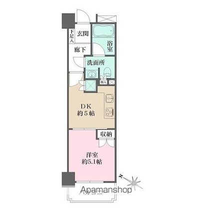 サージュ赤坂[1DK/27.86m2]の間取図