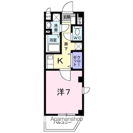 オルジュ本町Ⅱ[1K/25.4m2]の間取図