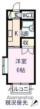 フォックスレイクⅡ[1K/21m2]の間取図