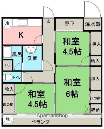 松下コーポ清風荘[3K/40.75m2]の間取図