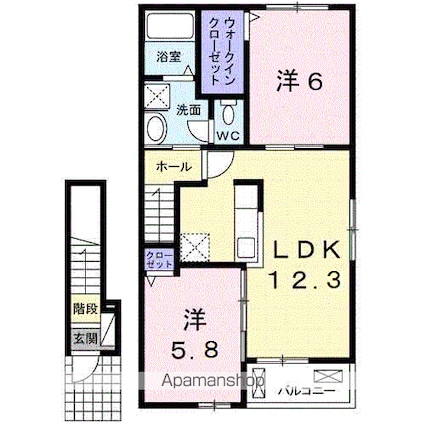和歌山県和歌山市中野[2LDK/57.23m2]の間取図
