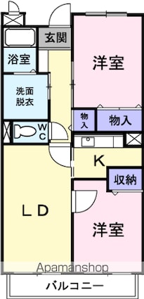 ヴィザージュ[2LDK/55.08m2]の間取図