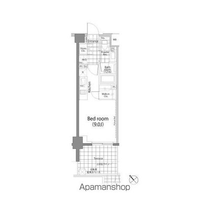パークハビオ中目黒[1R/25.1m2]の間取図