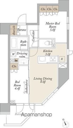 プライマル浅草言問通[2LDK/47.68m2]の間取図