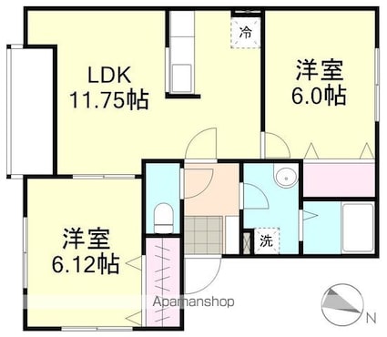 ＡＳ水江[2LDK/54.44m2]の間取図