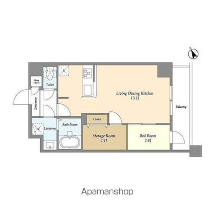 アルファコート曳舟２[1SLDK/41.02m2]の間取図