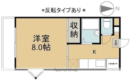 ハイツヤマダ[1K/26.5m2]の間取図