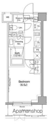 ザ・パークハビオ神泉[1K/25.33m2]の間取図
