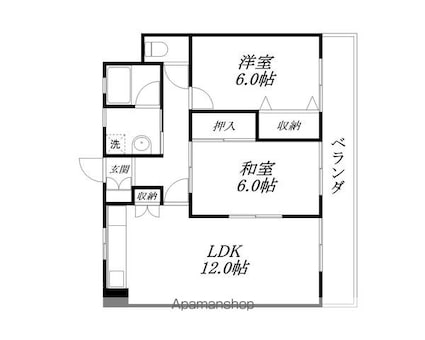 滋賀県大津市唐橋町[2LDK/58.5m2]の間取図