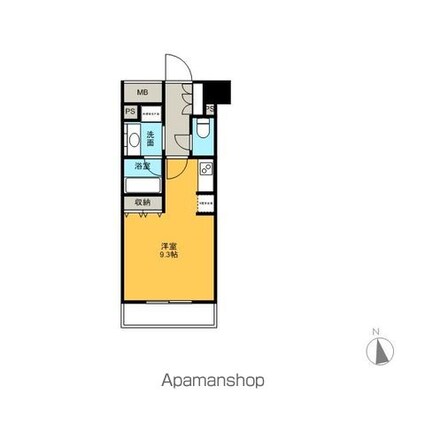 東京都新宿区新宿１丁目[1R/26.14m2]の間取図