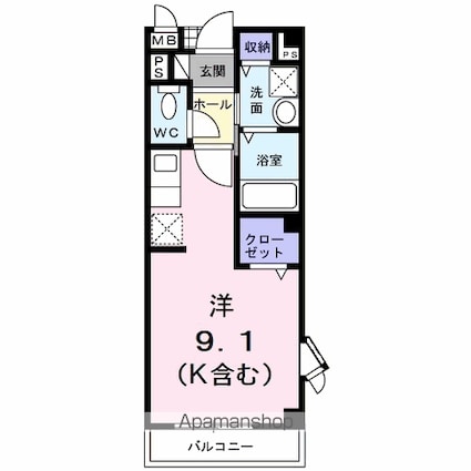 カーサ・ボニート[1R/25.25m2]の間取図