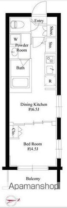 ハーモニーレジデンス新宿四谷[1DK/26.42m2]の間取図