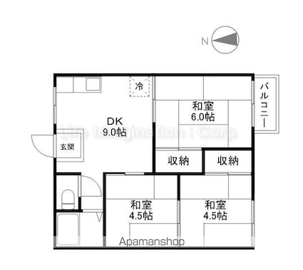 シャルム瀬田[3LDK/42.57m2]の間取図