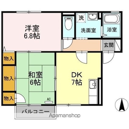 セジュール小泉　Ｂ棟[2DK/47.84m2]の間取図