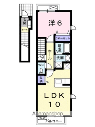 フルール　Ａ[1LDK/42.37m2]の間取図