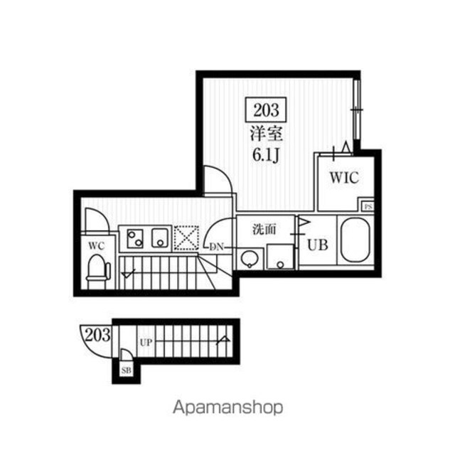 ミハス三軒茶屋Ⅱ[1K/25.46m2]の間取図
