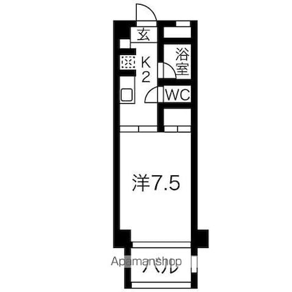 愛知県名古屋市北区東長田町３丁目[1K/25.5m2]の間取図