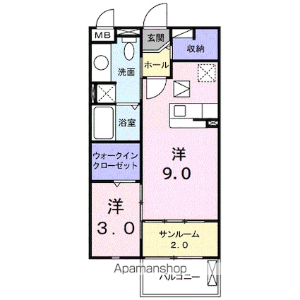 ジェンティーレ[1R/36.79m2]の間取図