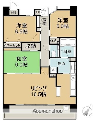 パークハウス上幟町[3LDK/76.08m2]の間取図