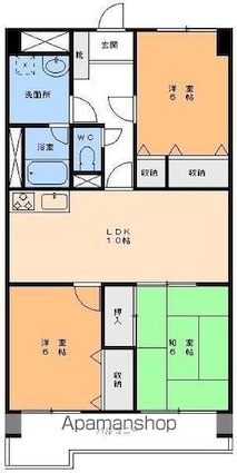 スプリエ道後Ⅱ[3LDK/68.04m2]の間取図