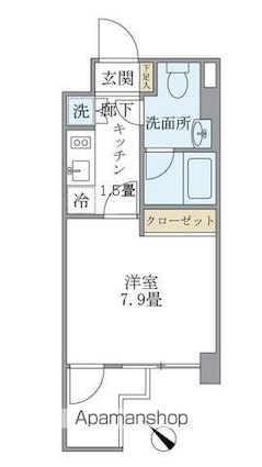 ＫＤＸレジデンス門前仲町[1K/25.16m2]の間取図