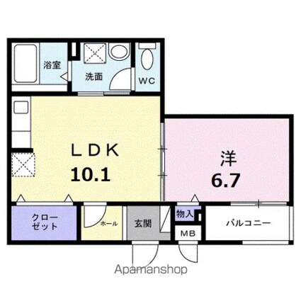 ｅｖｅｒｙ[1LDK/42.07m2]の間取図