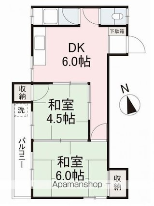 香川県高松市東浜町１丁目[2DK/37.26m2]の間取図