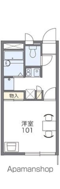 レオパレスドゥエル上用賀Ｂ[1K/20.28m2]の間取図