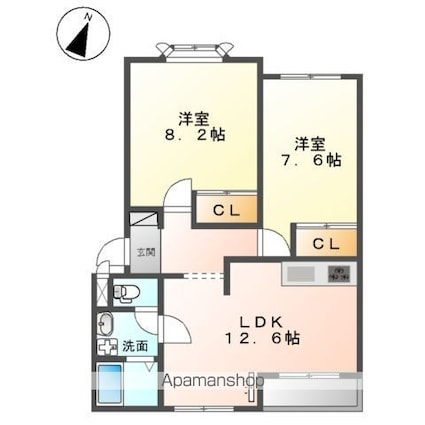 カサ・ベルデ[2LDK/59.5m2]の間取図