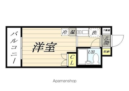 神奈川県横浜市鶴見区鶴見中央５丁目[1R/16.89m2]の間取図