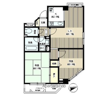 タウン・ハイム本駒込[2DK/49.7m2]の間取図