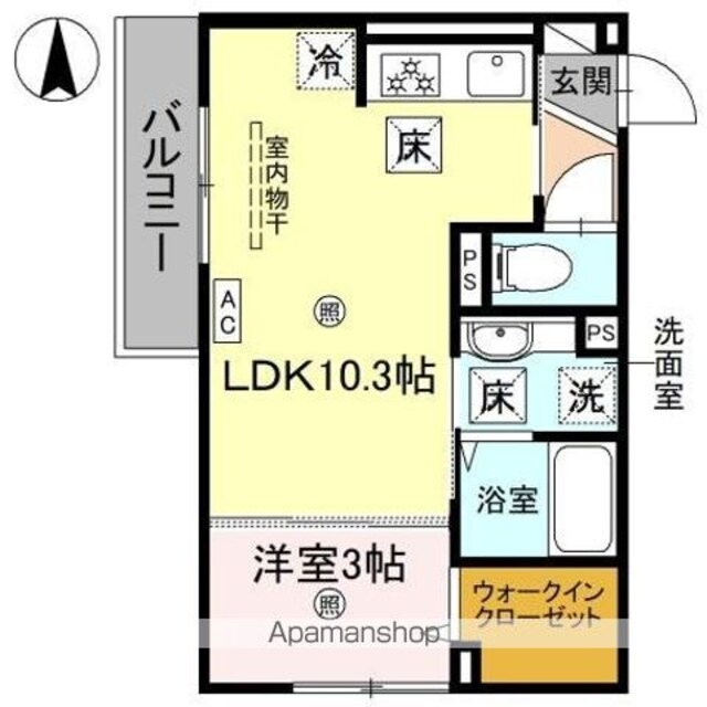 トリシアシャトー[1LDK/33.52m2]の間取図