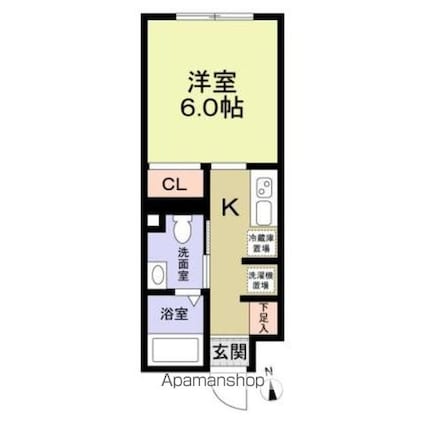 レジス大山[1K/20.52m2]の間取図