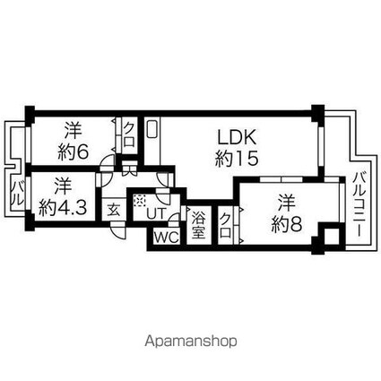 エバーグリーン鳰の浜[3LDK/72.46m2]の間取図