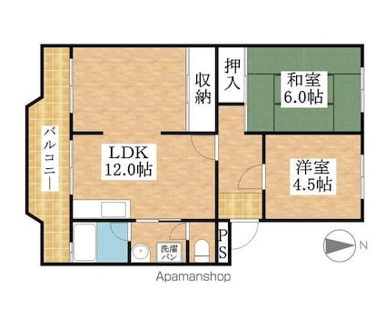 第２光陽ハイツ[2LDK/56.7m2]の間取図