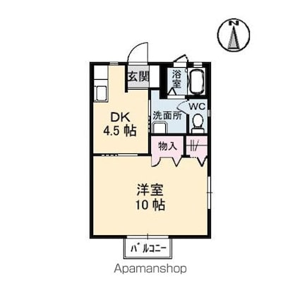 愛媛県新居浜市平形町[1DK/35.51m2]の間取図