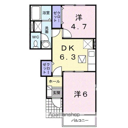 プロスパー・Ⅱ[2DK/40.45m2]の間取図