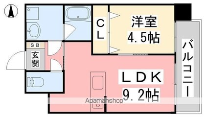 ヴァン・ボヌール斎院[1LDK/32.88m2]の間取図