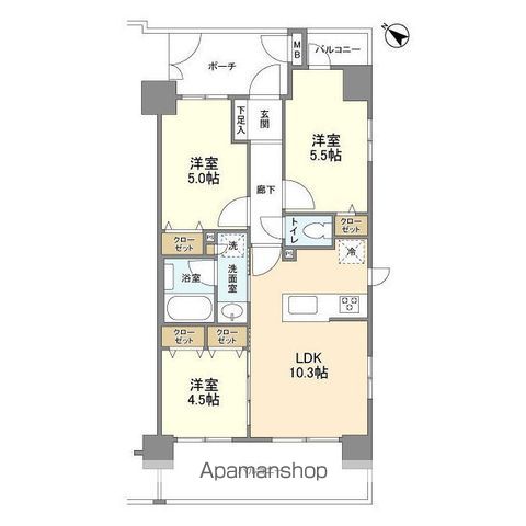 台東区東浅草のマンションの間取り