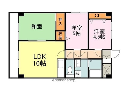 広島県福山市草戸町３丁目[3LDK/56.46m2]の間取図