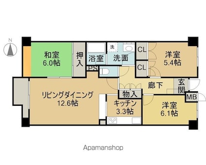 エクレール広瀬[3LDK/79.08m2]の間取図