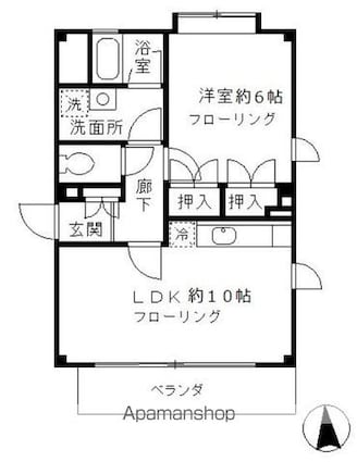 オークヴィラ[1LDK/40.9m2]の間取図