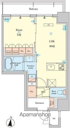 ＲＪＲプレシア菊川駅前[1LDK/40.34m2]の間取図