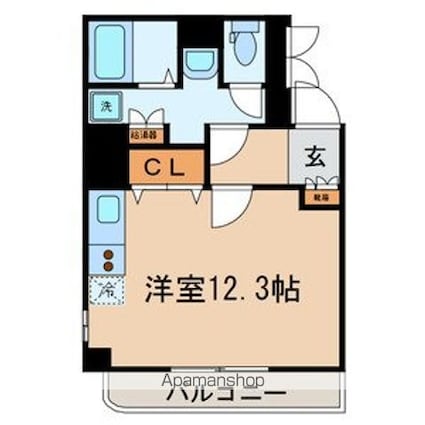 メイフェアハウス三田[1R/34.06m2]の間取図