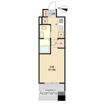 レジディア仙台上杉[1K/24.8m2]の間取図