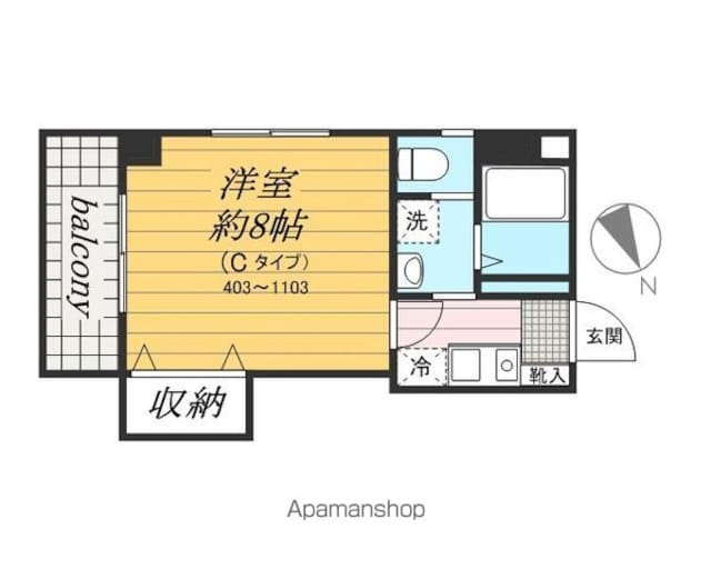 ｍｏｎｏ　ｔｅｒｒＡｃｅ[1K/25.08m2]の間取図