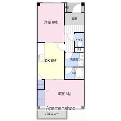 Ｓｕｒｐｌｕｓ　Ｔｗｏピュアハイツ[2DK/45.55m2]の間取図
