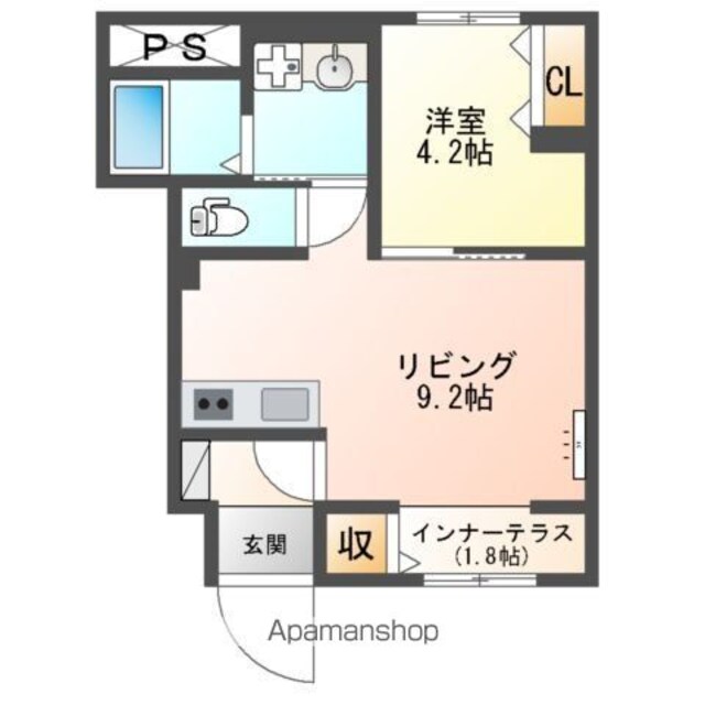 サンコーポ[1LDK/38.32m2]の間取図