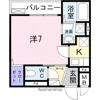 Ｙ’ｓコート[1K/25.1m2]の間取図